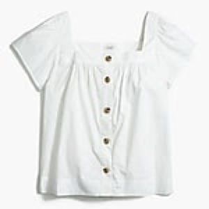 J. Crew Square Neck Button Front Stretch Cotton Shirt